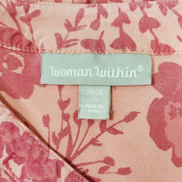 Woman Within 100% Rayon V- Neck Short Sleeve Tunic Top 2X - Picture 3 of 6